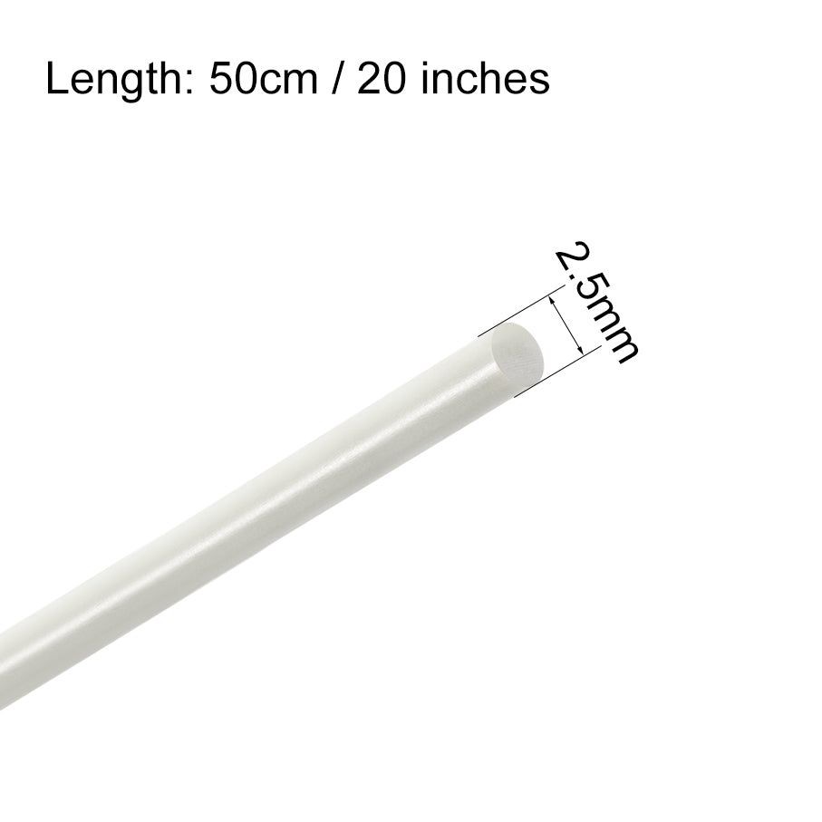 uxcell Uxcell FRP Fiberglass Round Rod,2.5mm Dia 50cm Long White Engineering Round Bars 5pcs