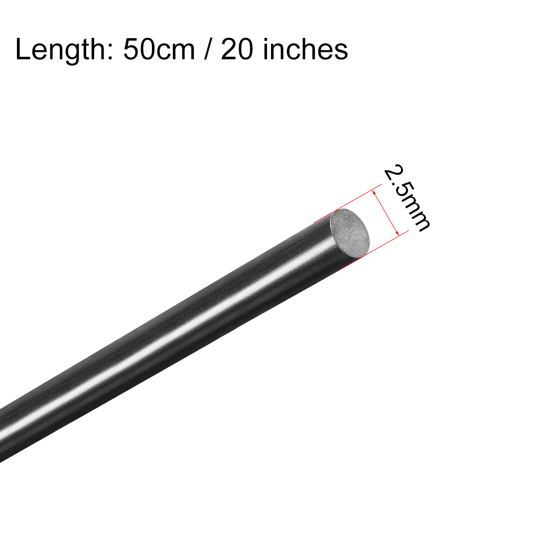 uxcell Uxcell FRP Fiberglass Round Rod,2.5mm Dia 50cm Long Black Engineering Round Bar 2pcs