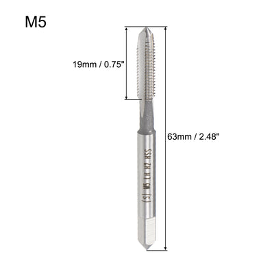 Harfington Uxcell Metric Machine Tap Left M5 Thread 0.8 Pitch H2 Accuracy 3 Flutes High Speed Steel