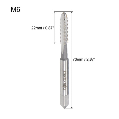 Harfington Uxcell Metric Machine Tap Left M6 Thread 1 Pitch H2 Accuracy 3 Flutes High Speed Steel 2pcs