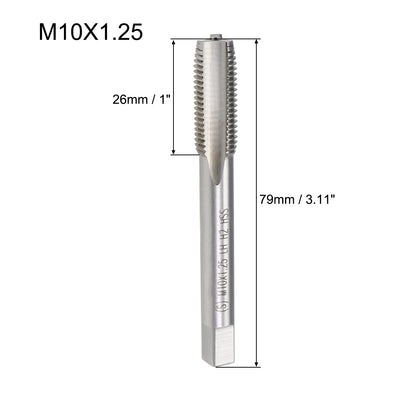 Harfington Uxcell Metric Machine Tap Left M10 Thread 1.25 Pitch H2 3 Flutes High Speed Steel