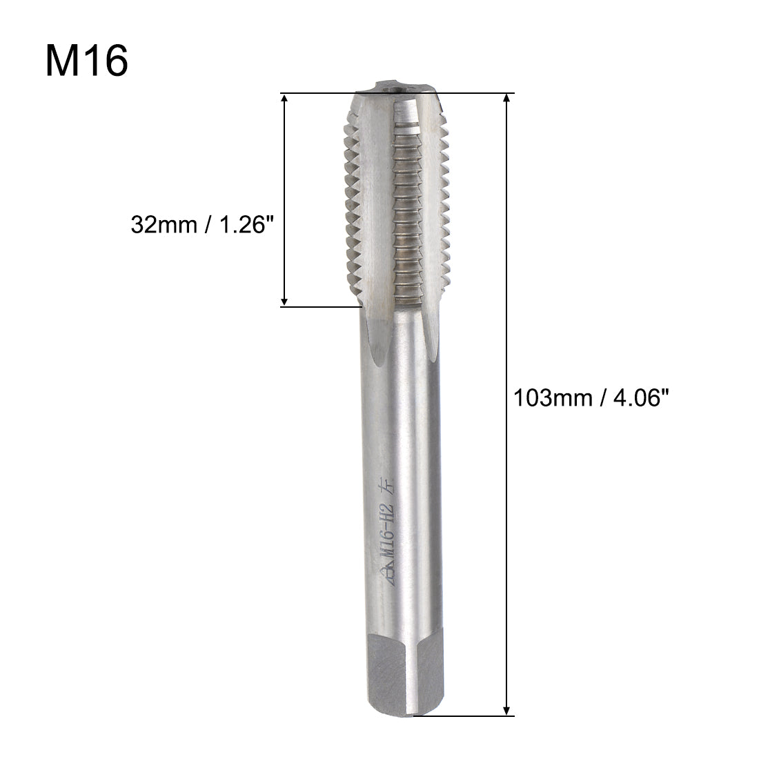 uxcell Uxcell Metric Machine Tap Left H2 4 Flutes High Speed Steel