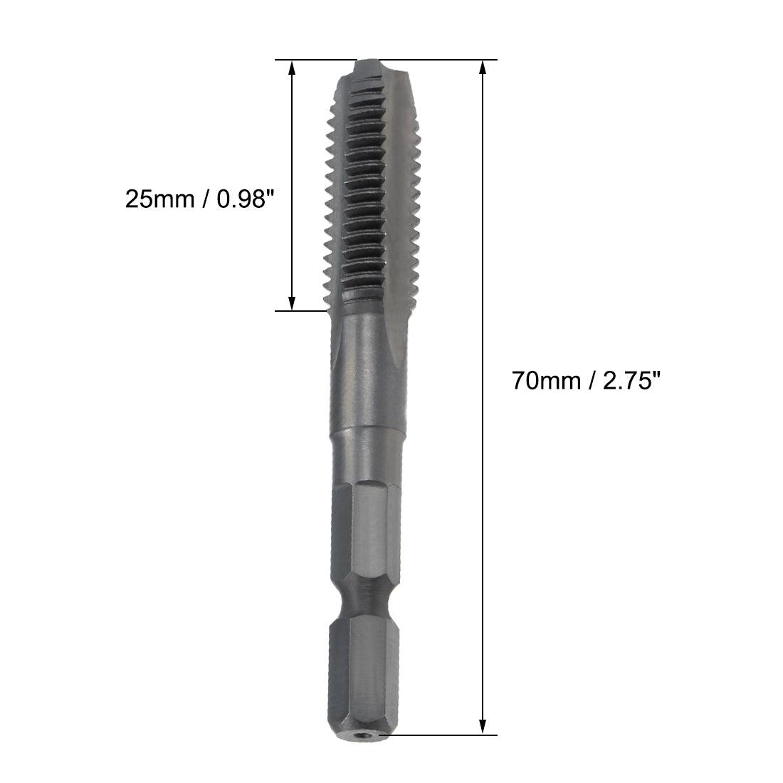 uxcell Uxcell Metric Machine Tap M10 Thread 1.5 Pitch H2 3 Flutes Hex Shank High Speed Steel