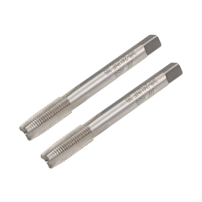 uxcell Uxcell Machine Tap 3/8-24 UNF Thread Pitch 3 Straight Flutes H2 High Speed Steel 2pcs