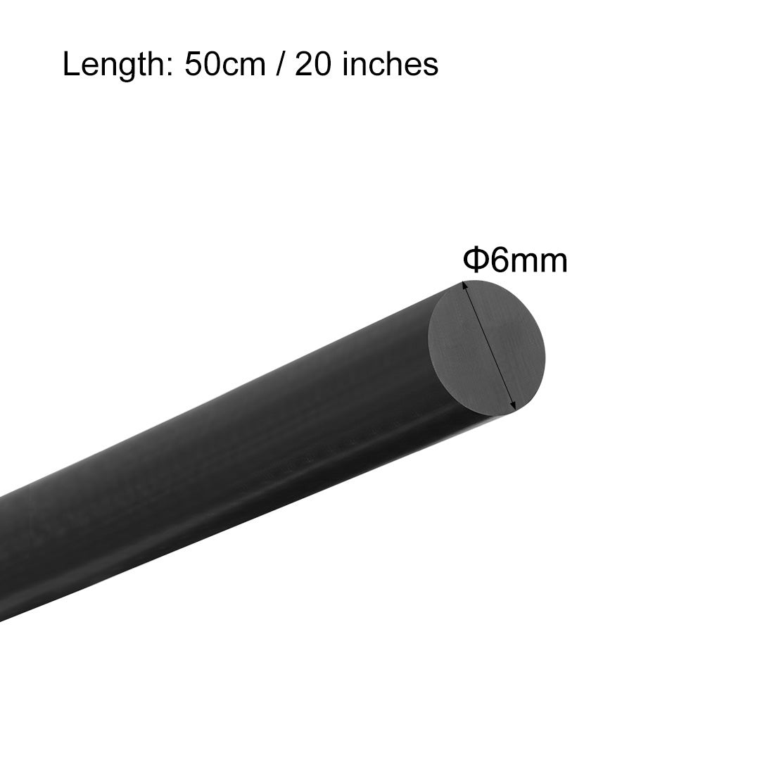 uxcell Uxcell Plastic Round Rod,6mm Dia 50cm Black Engineering Plastic Round Bar 3pcs