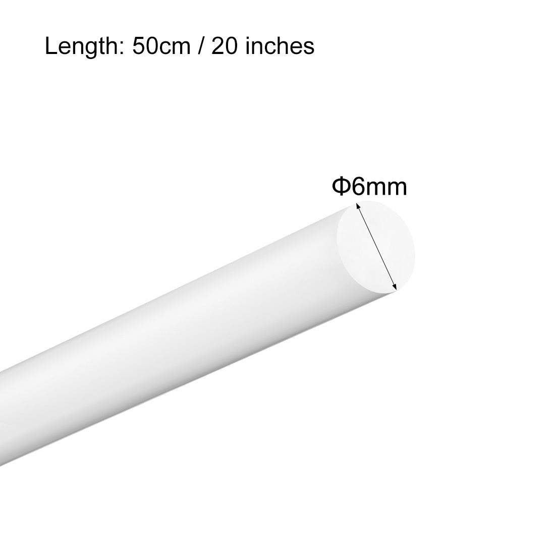 uxcell Uxcell Plastic Round Rod,6mm Dia 50cm White Engineering Plastic Round Bar 2pcs