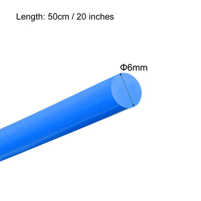 Harfington Uxcell Plastic Round Rod,6mm Dia 50cm Blue Engineering Plastic Round Bar 3pcs