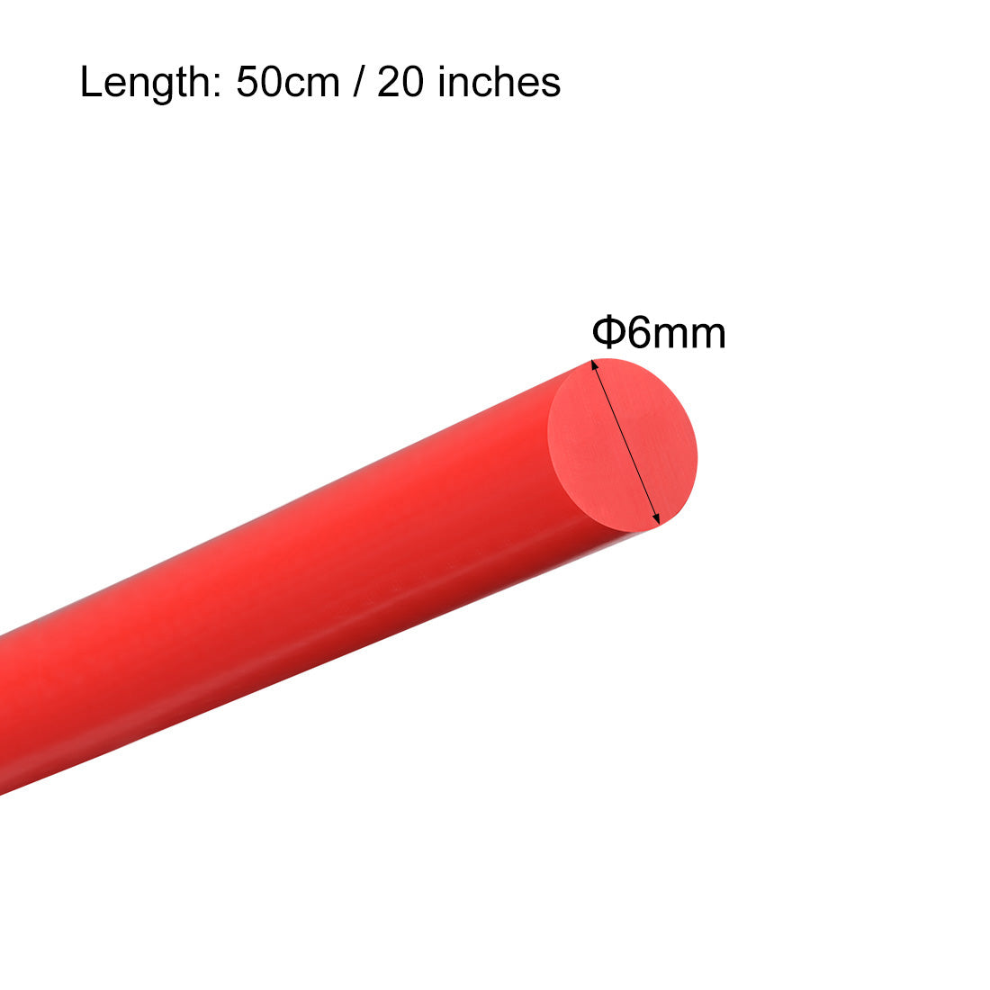uxcell Uxcell Plastic Round Rod,6mm Dia 50cm Red Engineering Plastic Round Bar 2pcs