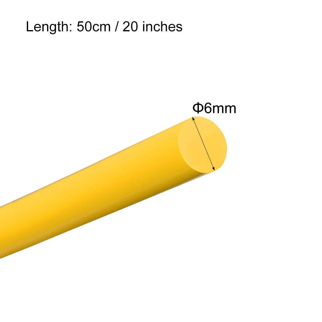 uxcell Uxcell Plastic Round Rod,6mm Dia 50cm Yellow Engineering Plastic Round Bar