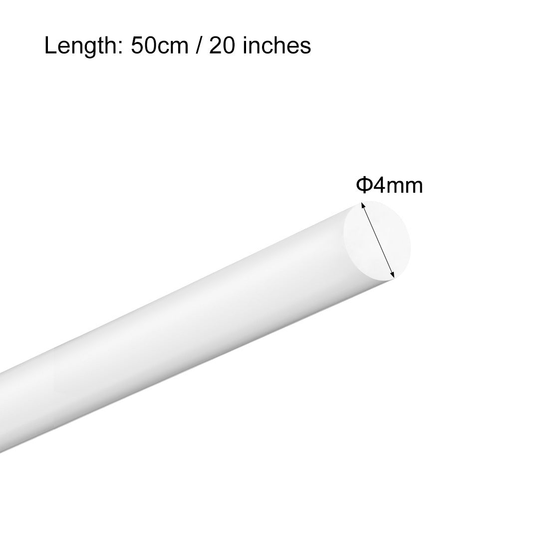 uxcell Uxcell Plastic Round Rod,4mm Dia 50cm White Engineering Plastic Round Bar