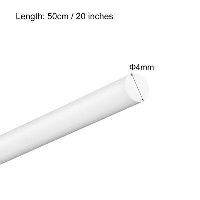 Harfington Uxcell Plastic Round Rod,4mm Dia 50cm White Engineering Plastic Round Bar
