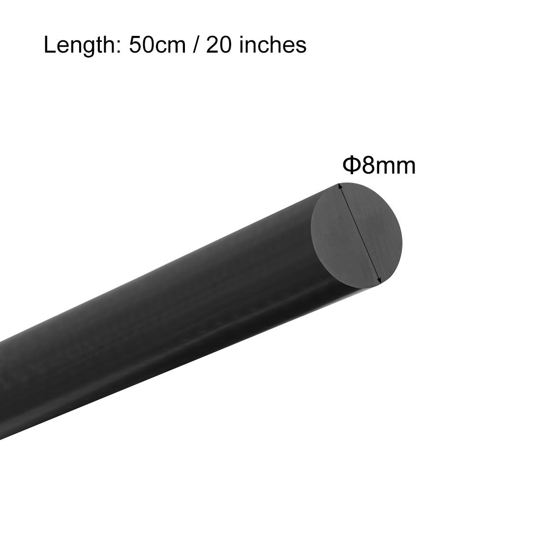 uxcell Uxcell Plastic Round Rod,8mm Dia 50cm Black Engineering Plastic Round Bar 2pcs