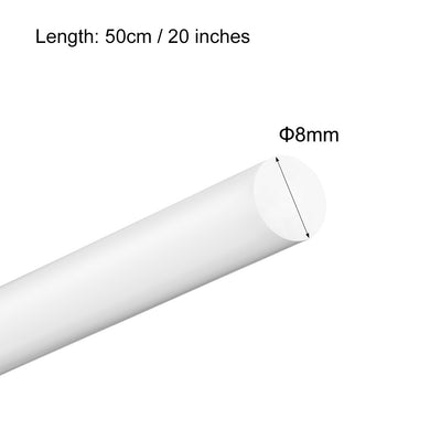 Harfington Uxcell Plastic Round Rod,8mm Dia 50cm White Engineering Plastic Round Bar 3pcs