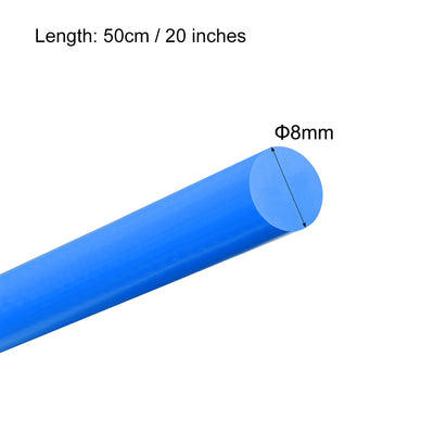 Harfington Uxcell Plastic Round Rod,8mm Dia 50cm Blue Engineering Plastic Round Bar 3pcs