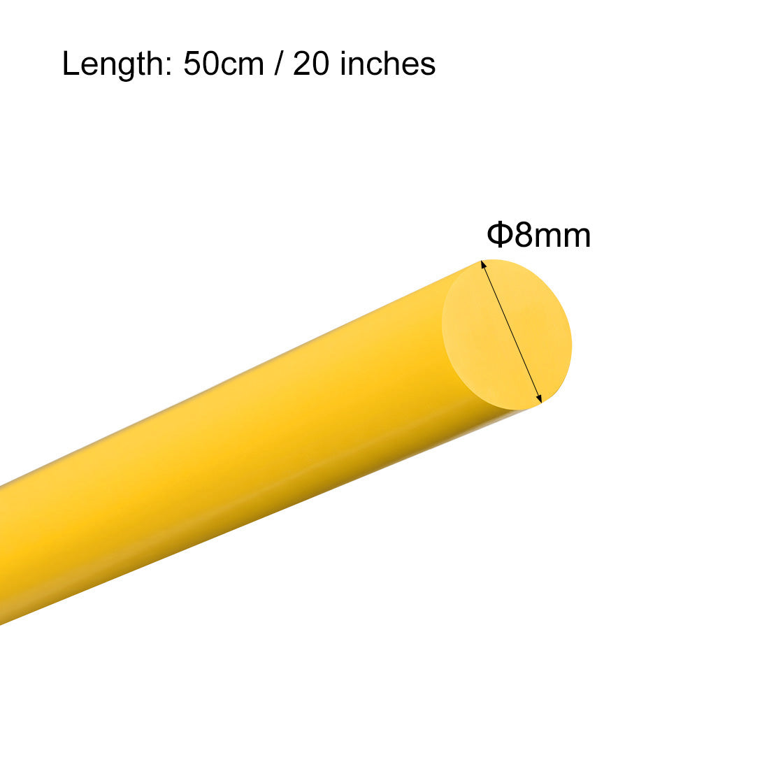 uxcell Uxcell Plastic Round Rod,8mm Dia 50cm Yellow Engineering Plastic Round Bar 2pcs