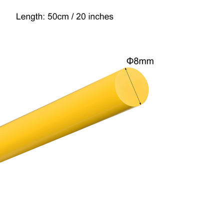 Harfington Uxcell Plastic Round Rod,8mm Dia 50cm Yellow Engineering Plastic Round Bar 2pcs