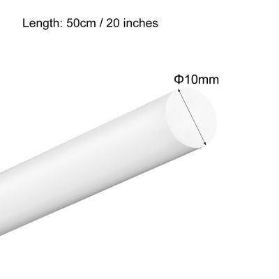 Harfington Uxcell Plastic Round Rod,10mm Dia 50cm White Engineering Plastic Round Bar 2pcs