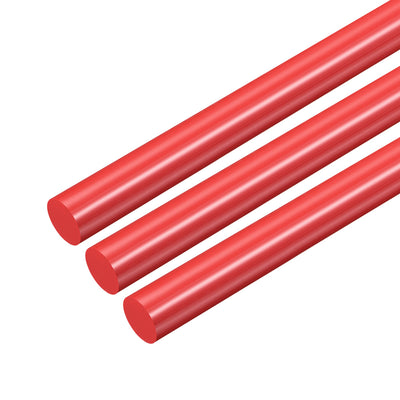 Harfington Uxcell Plastic Round Rod,10mm Dia 50cm Red Engineering Plastic Round Bar 3pcs