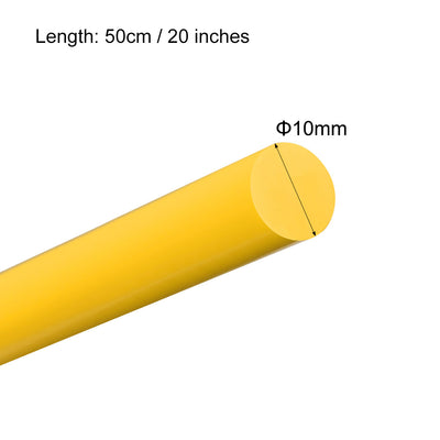 Harfington Uxcell Plastic Round Rod,10mm Dia 50cm Yellow Engineering Plastic Round Bar