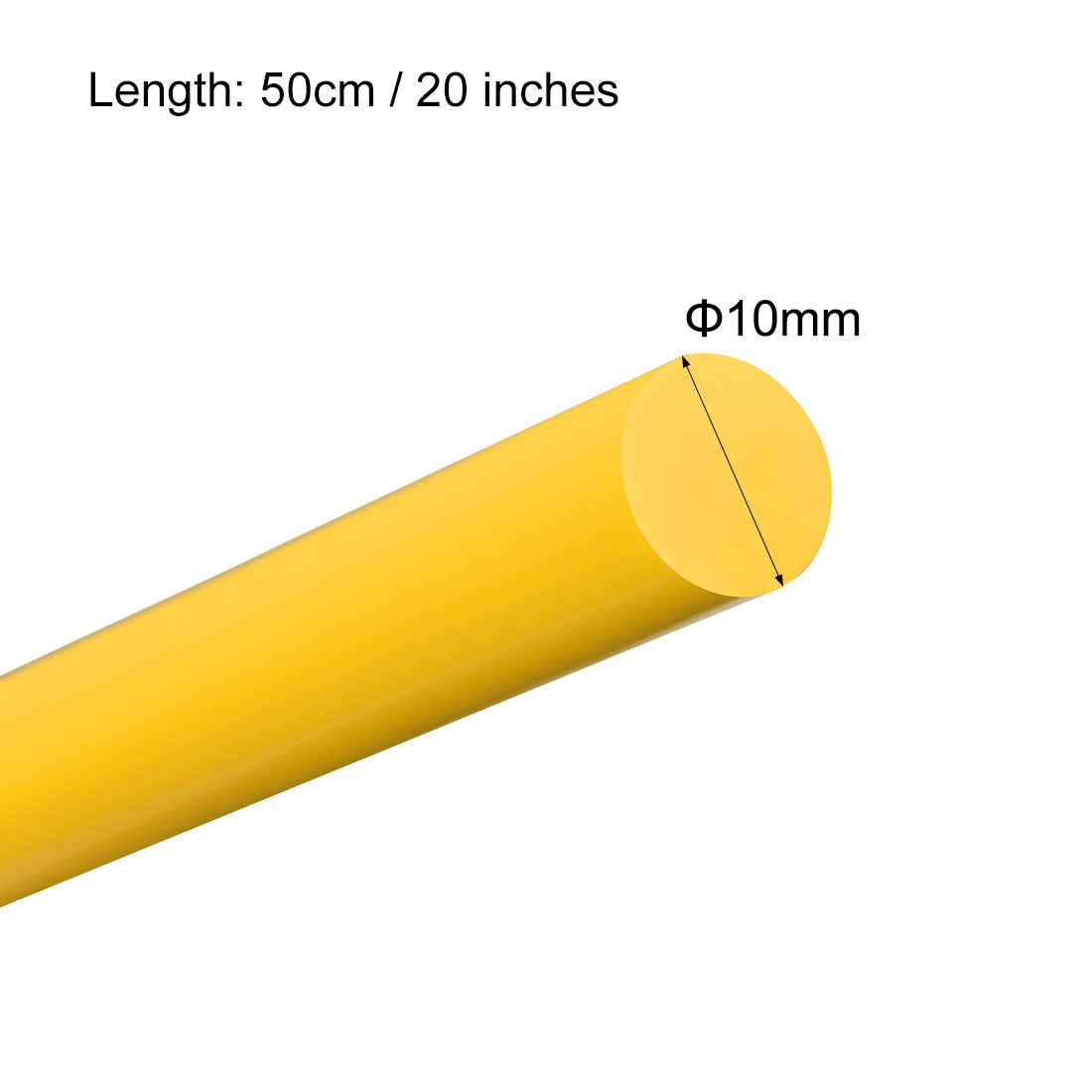 uxcell Uxcell Plastic Round Rod,10mm Dia 50cm Yellow Engineering Plastic Round Bar 3pcs