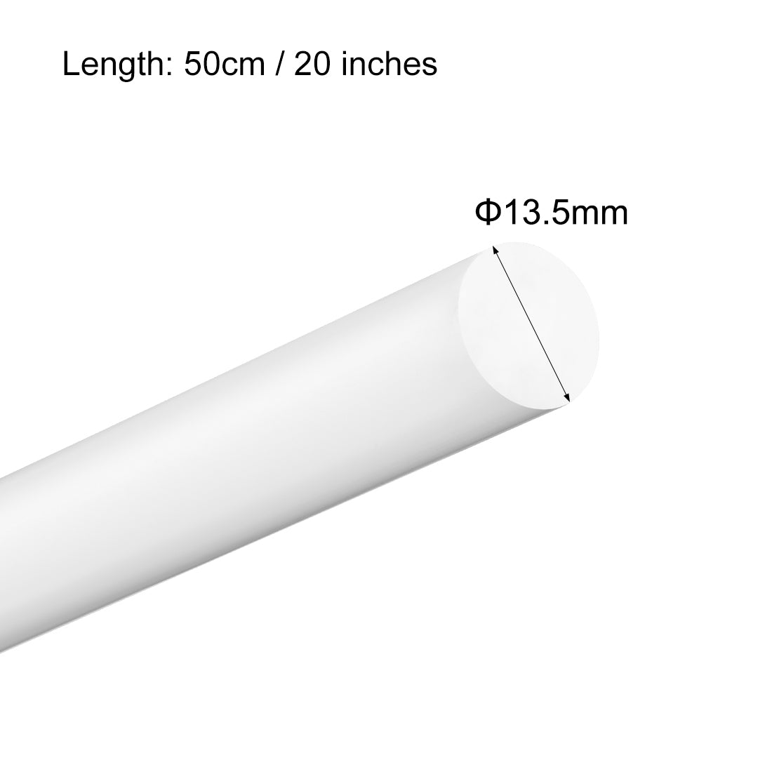 uxcell Uxcell Plastic Round Rod,12.5mm Dia 50cm White Engineering Plastic Round Bar