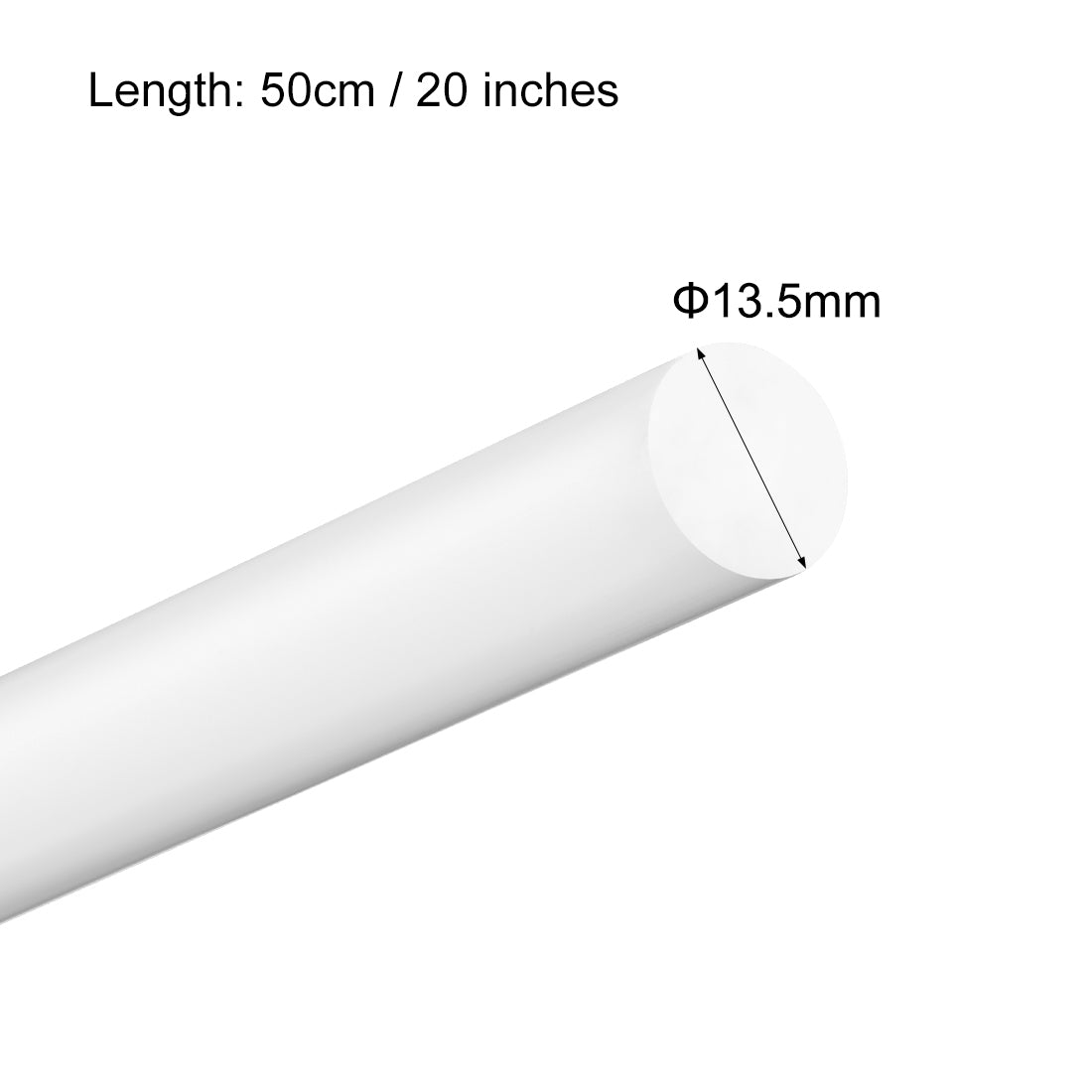 uxcell Uxcell Plastic Round Rod,12.5mm Dia 50cm White Engineering Plastic Round Bar 2pcs