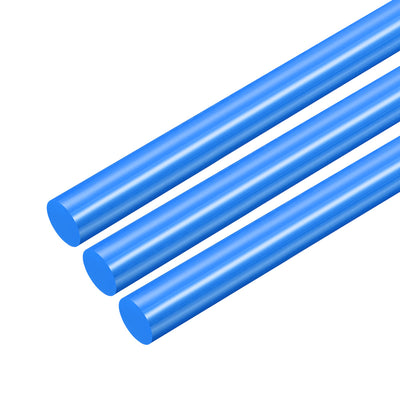 Harfington Uxcell Plastic Round Rod,12mm Dia 50cm Blue Engineering Plastic Round Bar 3pcs