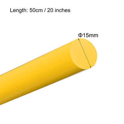 Harfington Uxcell Plastic Round Rod,15mm Dia 50cm Yellow Engineering Plastic Round Bar 3pcs