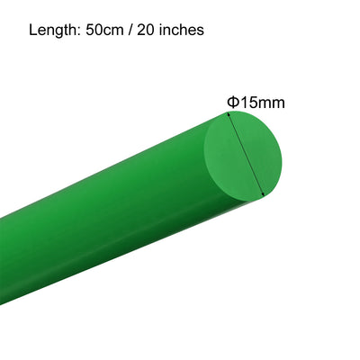 Harfington Uxcell Plastic Round Rod,15mm Dia 50cm Green Engineering Plastic Round Bar 2pcs