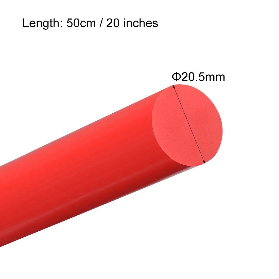uxcell Uxcell Plastic Round Rod,20.5mm Dia 50cm Red Engineering Plastic Round Bar 2pcs