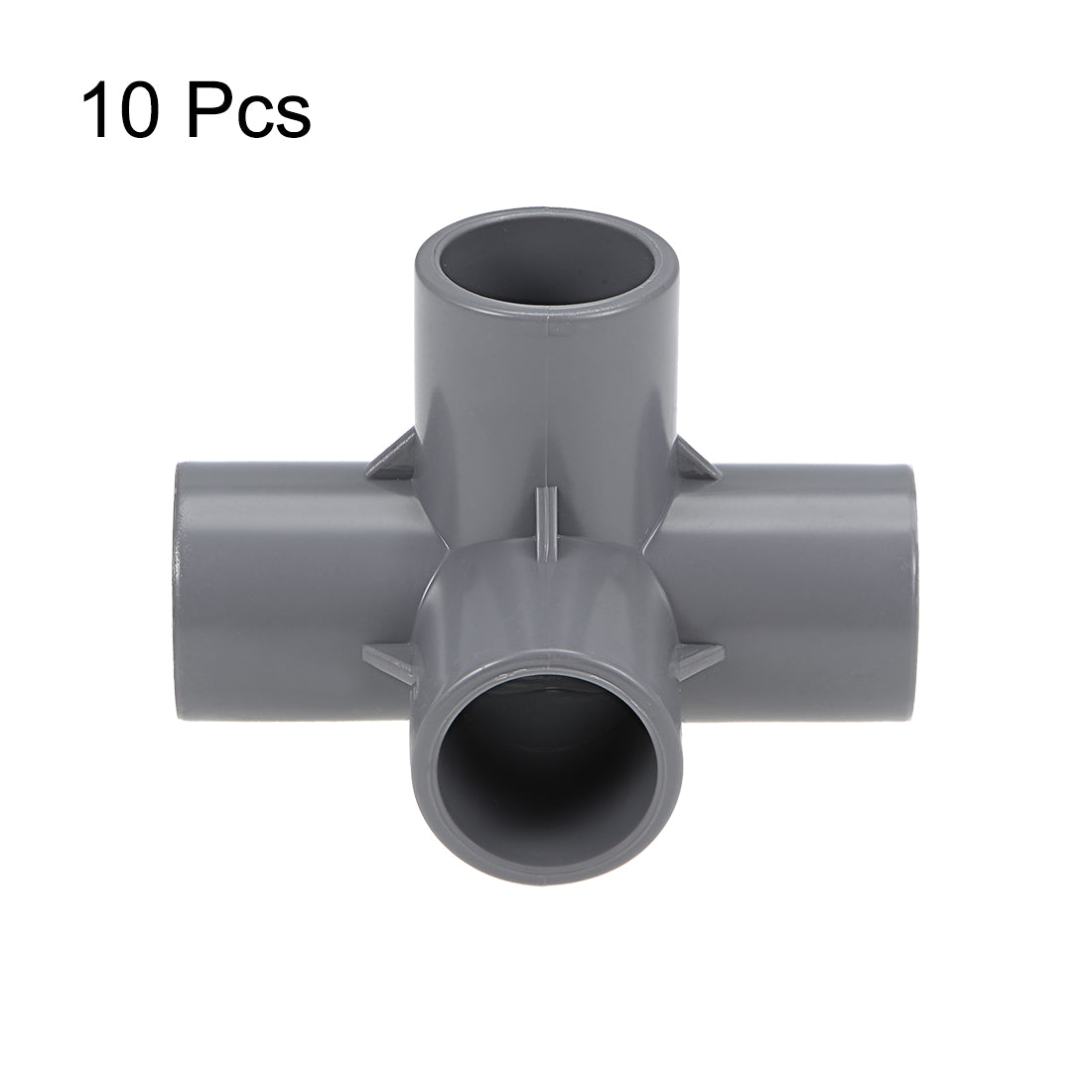 uxcell Uxcell 4 Way 20mm Tee Metric PVC Fitting Elbow - PVC Furniture - PVC Elbow Fittings Gray 10Pcs