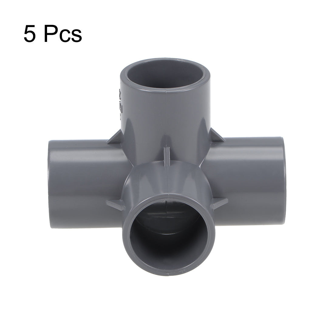 uxcell Uxcell 4 Way 25mm Tee Metric PVC Fitting Elbow - PVC Furniture - PVC Elbow Fittings Gray 5Pcs