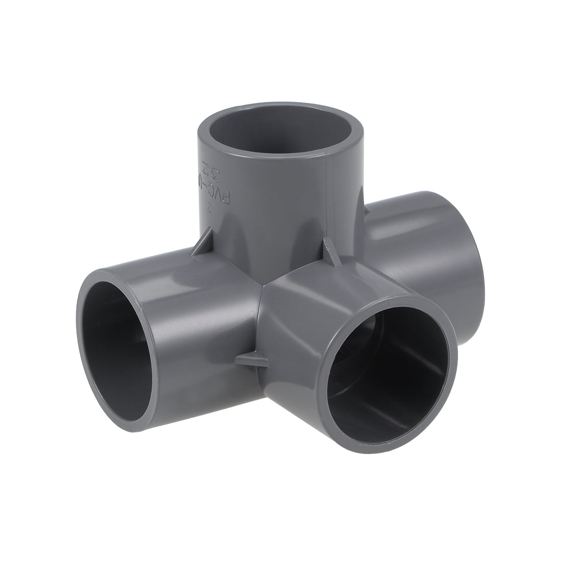 uxcell Uxcell 4 Way 32mm Tee Metric PVC Fitting Elbow - PVC Furniture - PVC Elbow Fittings Gray 2Pcs