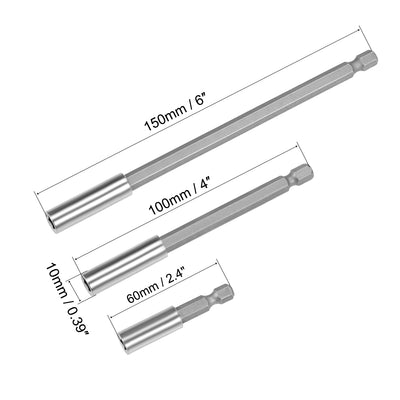 Harfington Uxcell Extension Extend Socket Drill Bit Holder Magnetic Hex Screwdriver Power Tools ,2.4/ 4/ 6-inch Length,1/4''-Hexagon Drill Set/(3pcs)