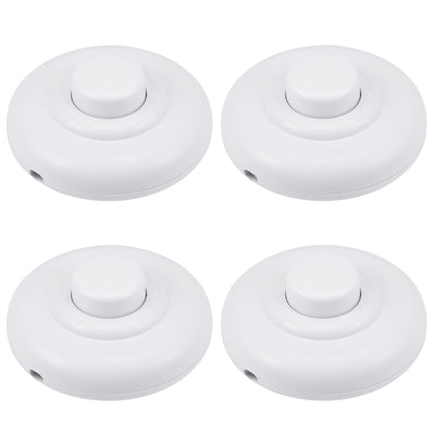 Harfington Uxcell Inline Foot Pedal Push Button Switch, Round Lamp Lights Foot Control ON/Off Latching Footswitch White 4Pcs