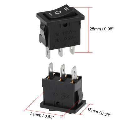 Harfington Uxcell Mini Boat Rocker Switch Black Toggle Switch for Boat Car Marine 3pins ON/OFF/ON  AC 250V/6A 125V/10A
