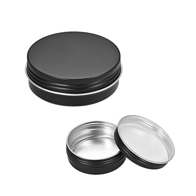 uxcell Uxcell 2 oz Round Aluminum Cans Tin Can Screw Top Metal Lid Containers Black, 60ml 6pcs