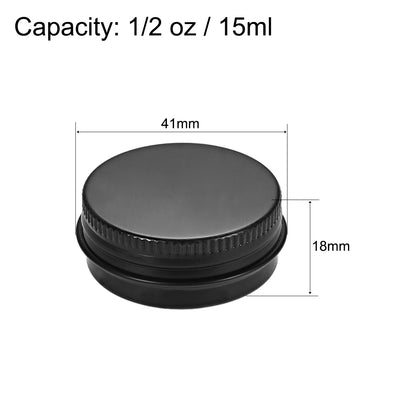 Harfington Uxcell 1/2 oz Round Aluminum Cans Tin Can Screw Top Lid Containers Black 15ml 12pcs