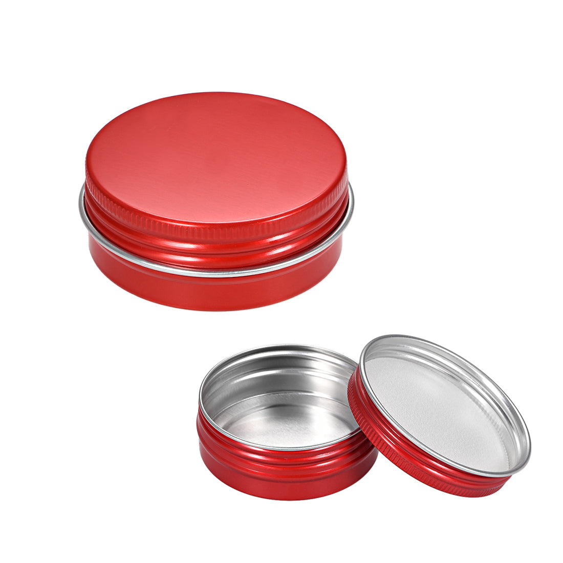 uxcell Uxcell 1 oz Round Aluminum Cans Tin Can Screw Top Metal Lid Containers Red 30ml 6pcs