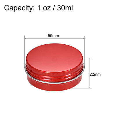 Harfington Uxcell 1 oz Round Aluminum Cans Tin Can Screw Top Metal Lid Containers Red 30ml 12pcs