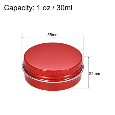 Harfington Uxcell 1oz Round Aluminum Cans Tin Screw Top Metal Lid Containers Red 30ml 24pcs