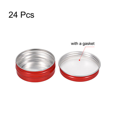 Harfington Uxcell 1oz Round Aluminum Cans Tin Screw Top Metal Lid Containers Red 30ml 24pcs