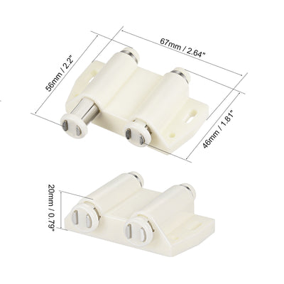 Harfington Uxcell Double Touch Catch Magnetic Press Latch for Cabinet Door Cupboard White 4pcs