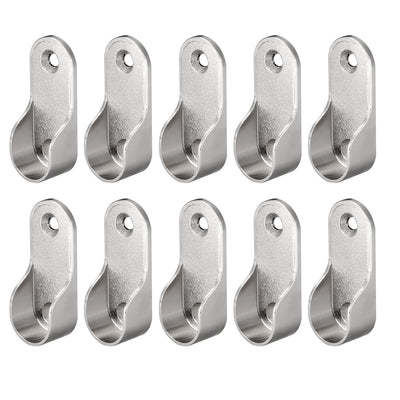 Harfington Uxcell Oval Closet Rod End Supports, Fit Rod Dia 16mm 10 PCS - Wardrobe Rod Flange Bracket Support - Nickel Plating