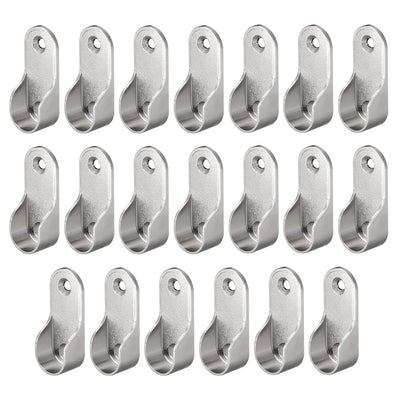 Harfington Uxcell Oval Closet Rod End Supports, Fit Rod Dia 16.5mm 20 PCS - Wardrobe Rod Flange Bracket Support - Nickel Plating