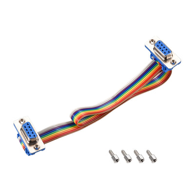 Harfington Uxcell IDC Rainbow Wire Flat Ribbon Cable DB9 F/F Connector 2.54mm Pitch 11.8inch Long
