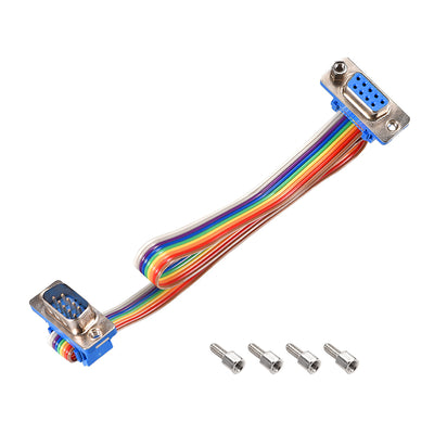 uxcell Uxcell IDC Rainbow Wire Flat Ribbon Cable DB9 Male to DB9 Female Connector 2.54mm Pitch 11.8inch Length