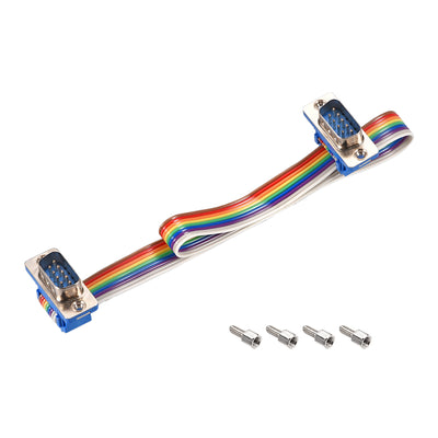 Harfington Uxcell IDC Rainbow Wire Flat Ribbon Cable DB9 M/M Connector 2.54mm Pitch 11.8inch Long
