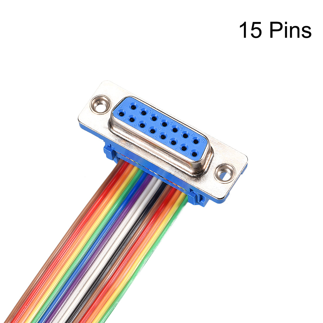 uxcell Uxcell IDC Rainbow Wire Flat Ribbon Cable DB15 F/F Connector 2.54mm Pitch 11.8inch Long