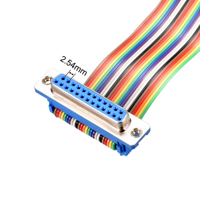 Harfington Uxcell IDC Rainbow Wire Flat Ribbon Cable DB25 F/F Connector 2.54mm Pitch 11.8inch Long